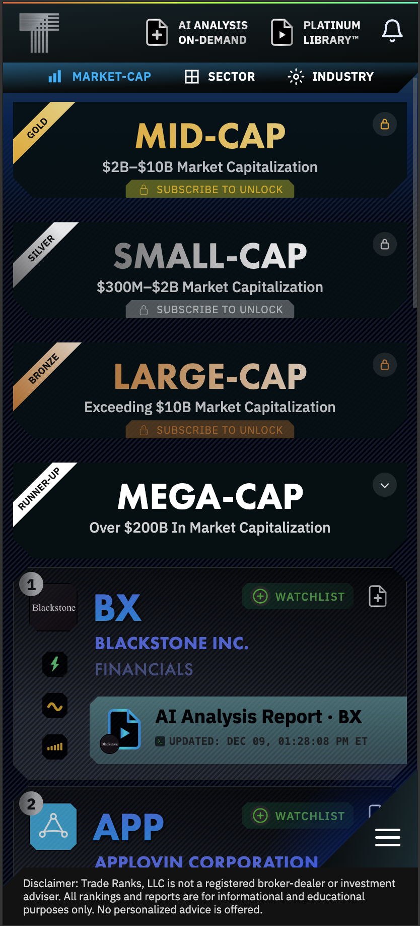Trade Ranks app preview