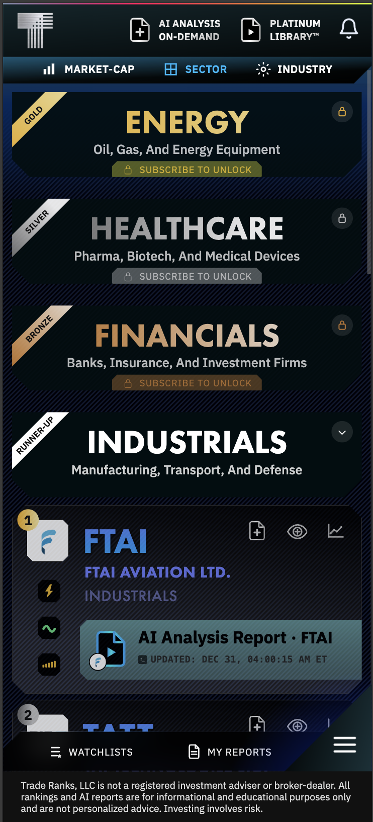 Trade Ranks app preview